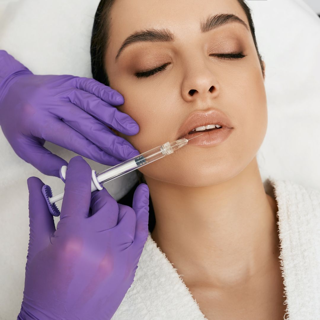 woman receiving lip injections